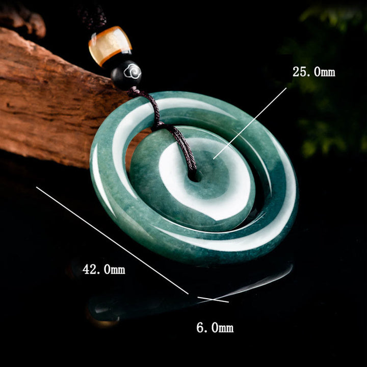 Buddha Stones Natural Round Jade Peace Buckle Luck Prosperity Necklace Pendant - image 7