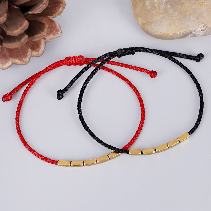 Buddha Stones Handcrafted Copper Bead Protection Braided String Bracelet - image 1