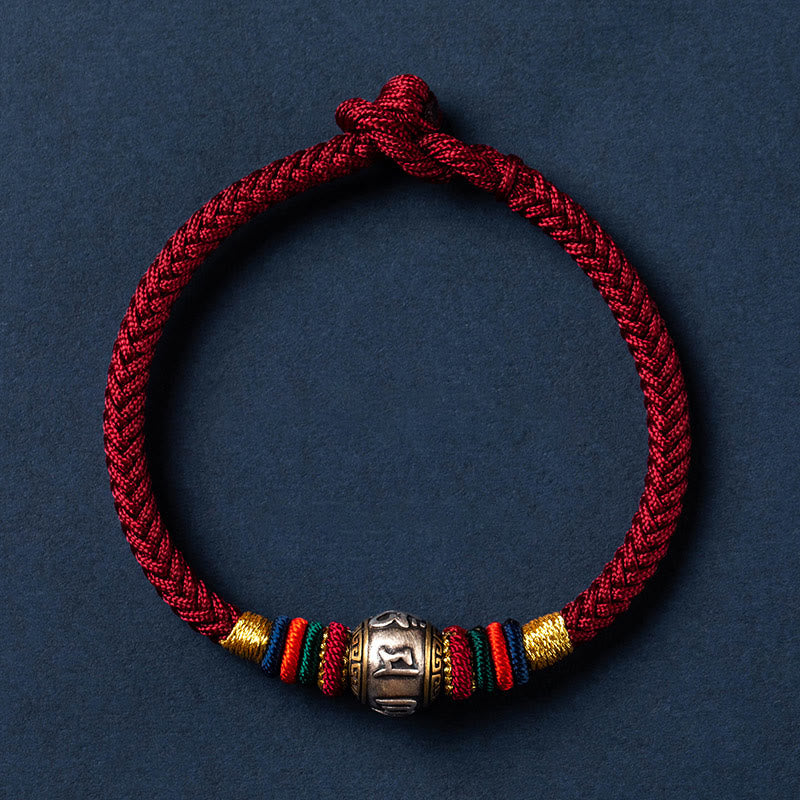 Buddha Stones 925 Sterling Silver Tibet Handmade Om Mani Padme Hum Luck Protection King Kong Knot Braided Bracelet - image 2