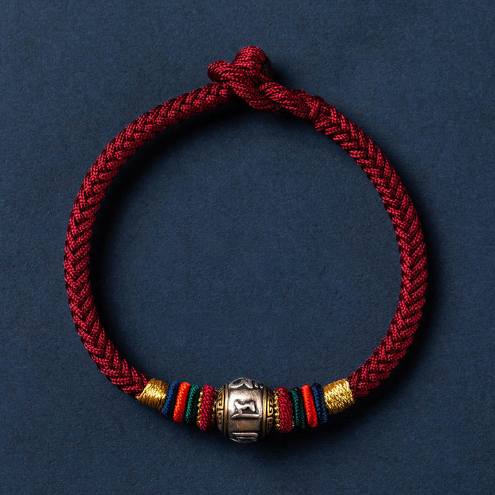 Buddha Stones 925 Sterling Silver Tibet Handmade Om Mani Padme Hum Luck Protection King Kong Knot Braided Bracelet - image 2