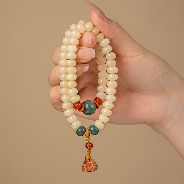 Buddha Stones Bodhi Seed Lotus Pod Charm Peace Double Wrap Bracelet - image 2