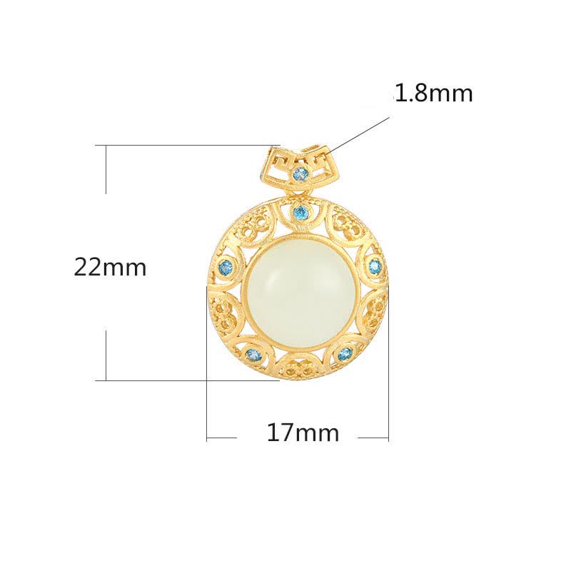 925 Sterling Silver Green Chalcedony Hetian White Jade Strength Necklace Pendant - image 9