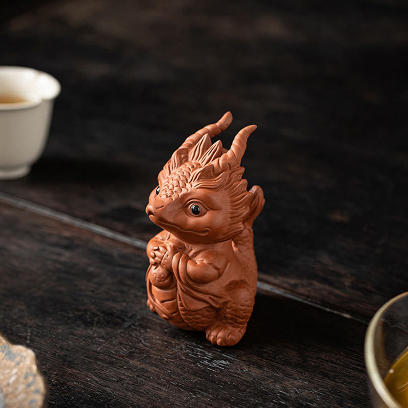 Buddha Stones Luck Dragon Wealth Tea Pet Purple Clay Figurine Decoration - image 8