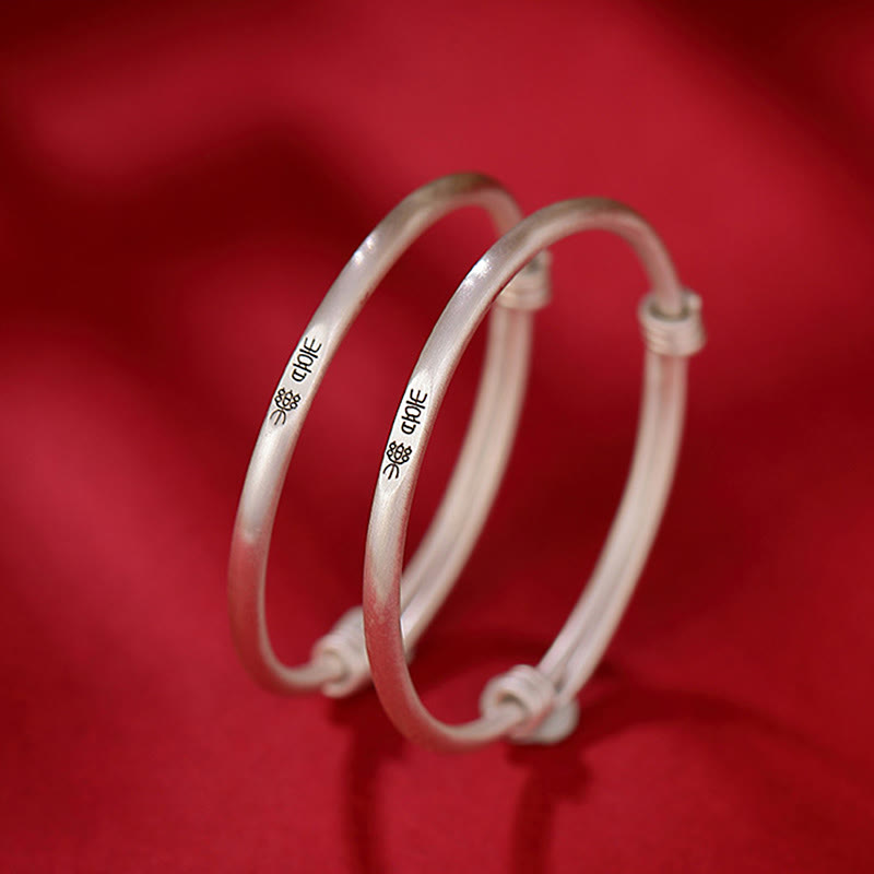 Buddha Stones 999 Sterling Silver Peace And Joy Protection Kids Child Bracelet Bangle - image 9