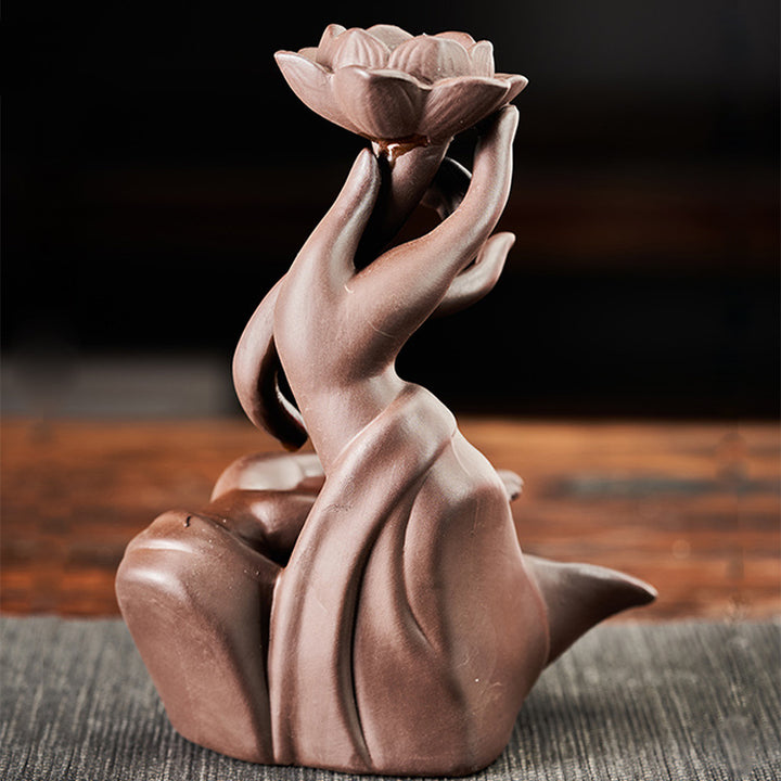 Buddha Stones Lotus Bergamot Healing Incense Burner - image 4