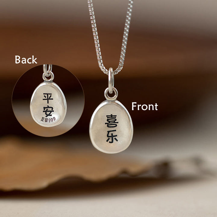 Buddha Stones 999 Sterling Silver Peace And Joy Fu Character Luck Fortune 925 Sterling Silver Chain Necklace Pendant - Peace Joy - 45cm Silver Chain - image 5