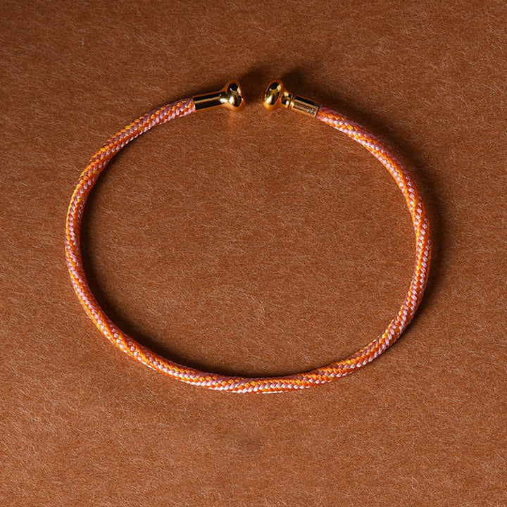 Buddha Stones Simple Design Handmade Luck Braid String Cuff Bracelet - Pink Orange - image 21