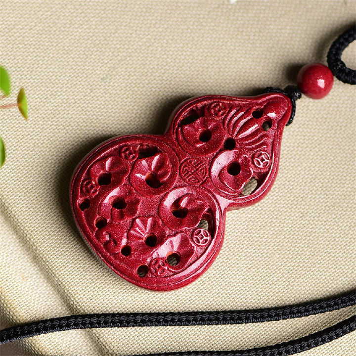 Buddha Stones Laughing Buddha Yin Yang Chinese Zodiac Gourd Natural Cinnabar Blessing Necklace Pendant - image 25