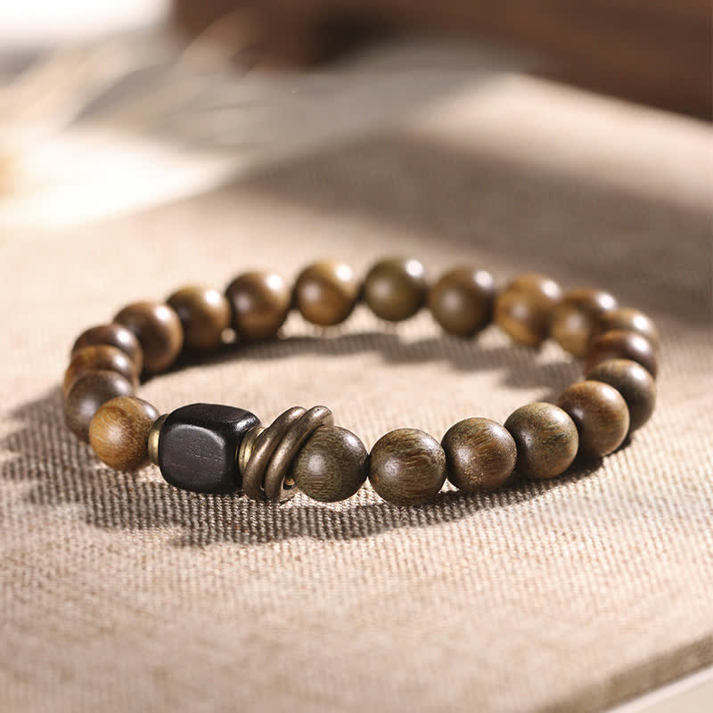 Buddha Stones Tibetan Green Sandalwood Crystal Soothing Peace Bracelet - image 1