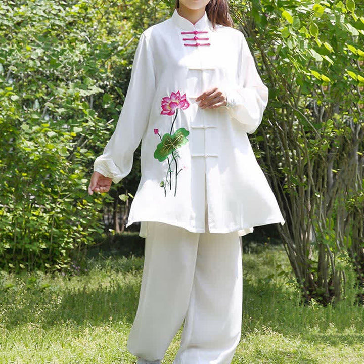 Buddha Stones Lotus Flower Leaf Pattern Tai Chi Meditation Prayer Spiritual Zen Practice Clothing Women's Set - image 9