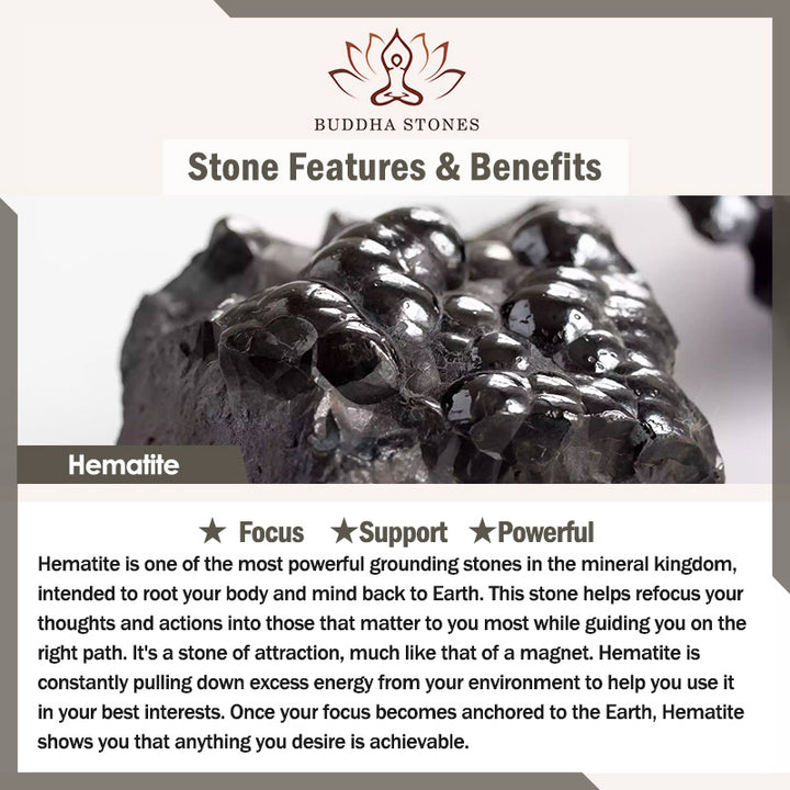 Buddha Stones Yin Yang Hematite Frosted Stone Lava Rock Support Bracelet - image 6