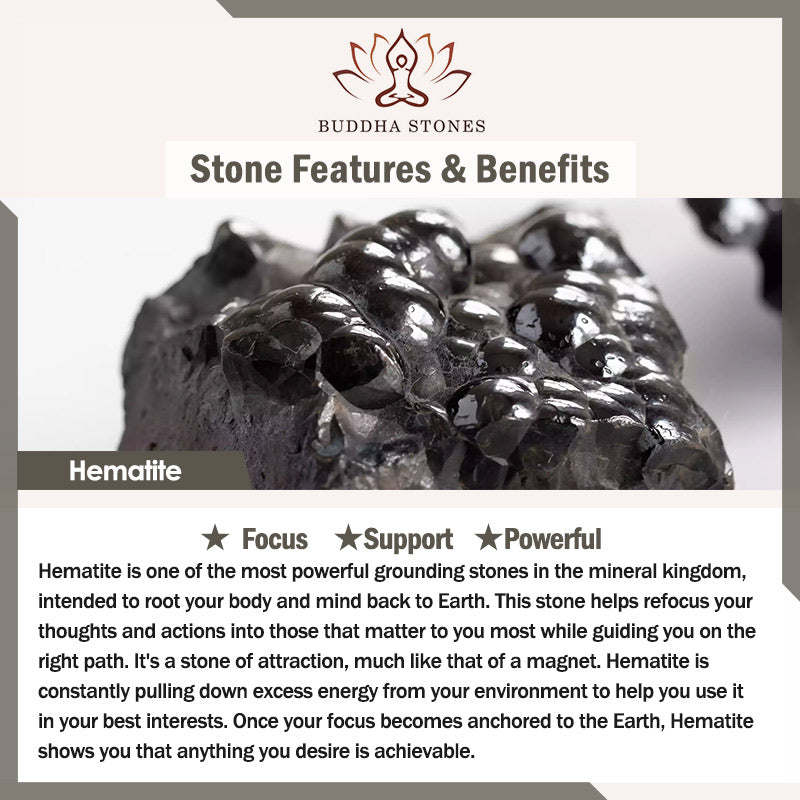 Buddha Stones 12 Constellations of the Zodiac Hematite Protection Bracelet - image 15
