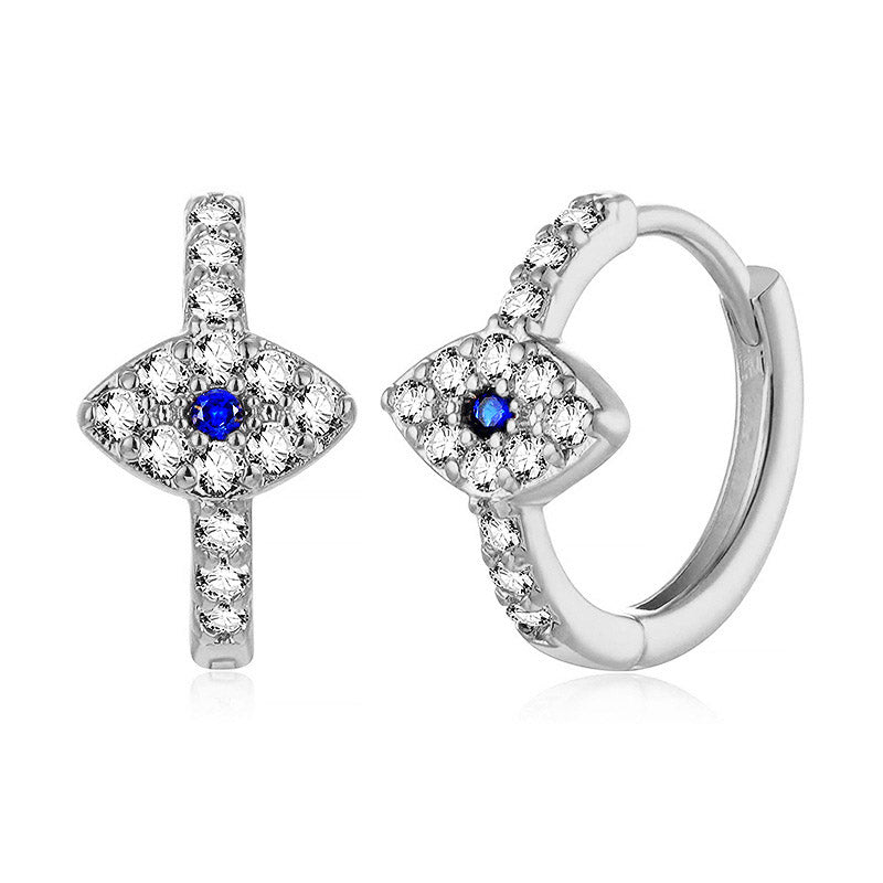 Buddha Stones 925 Sterling Silver Evil Eye Symbol Blessing Stud Earrings - Silver - image 0