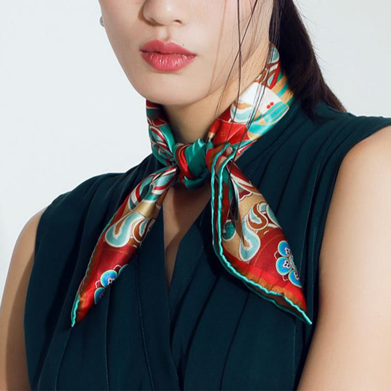Buddha Stones Dunhuang Rebound Pipa Flying Frescoes 100% Mulberry Silk Scarf Premium Grade 6A Dunhuang Shawl - image 32