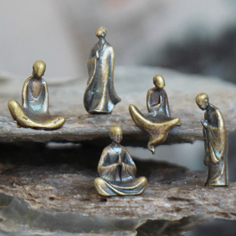 Buddha Stones Mini Meditation Buddha Metal Monk Serenity Home Decoration - image 4