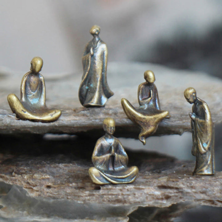 Buddha Stones Mini Meditation Buddha Metal Monk Serenity Home Decoration - image 4