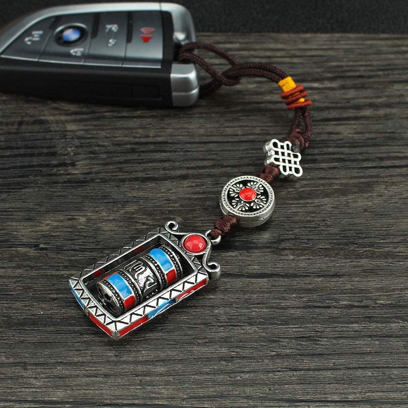Buddha Stones Six True Words Prayer Wheel Rotation Knot Blessing Keychain Decoration - image 10