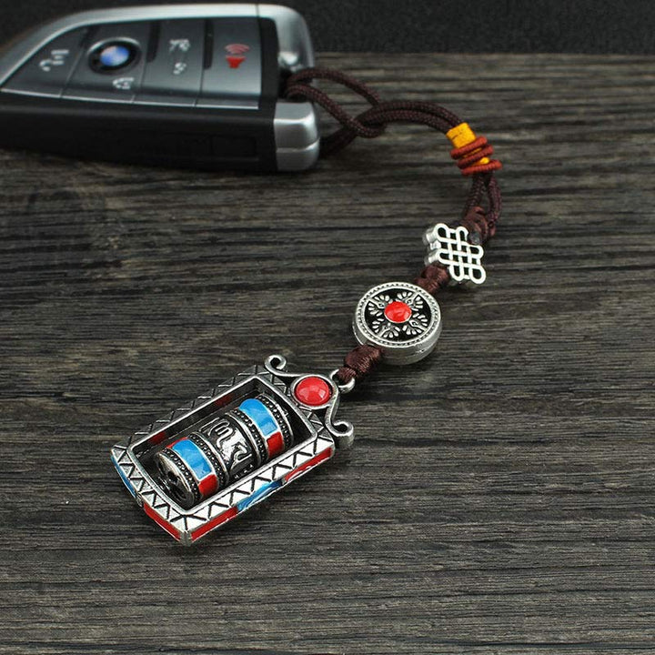 Buddha Stones Six True Words Prayer Wheel Rotation Knot Blessing Keychain Decoration - image 10