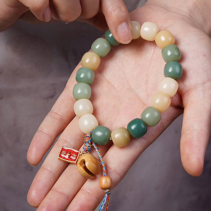 Buddha Stones Natural Gradient Bodhi Seed Wisdom Wooden Fish Drum Charm Bracelet - image 3