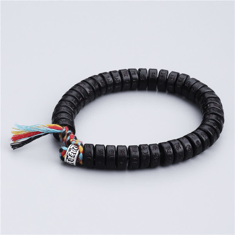 Buddha Stones Tibetan Coconut Shell Beads Engraved Om Mani Padme Hum Mantra Happiness Bracelet - image 4