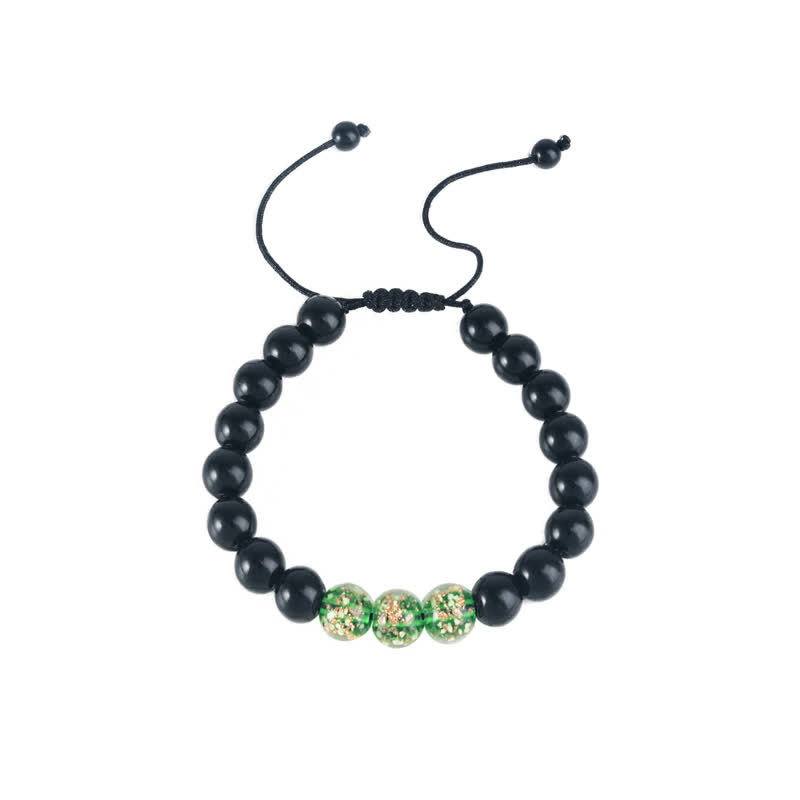 Buddha Stones Black Obsidian Luminous Glowstone Strength Bracelet - image 4