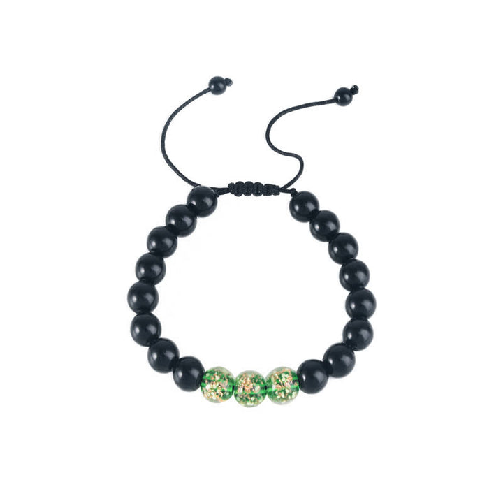 Buddha Stones Black Obsidian Luminous Glowstone Strength Bracelet - image 4