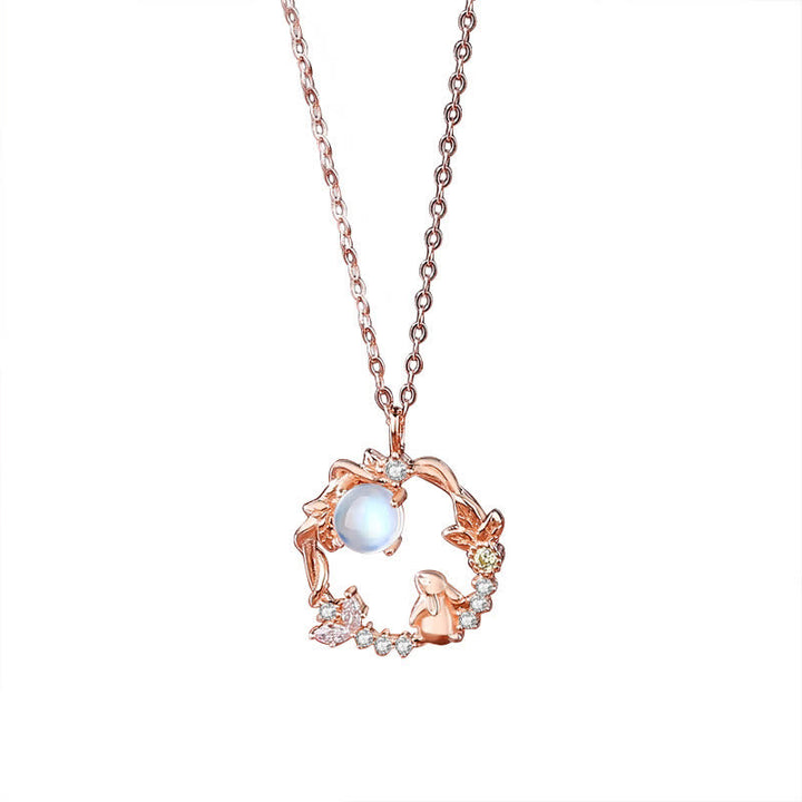 925 Sterling Silver Year of the Rabbit Moonstone Moon Flower Pattern Necklace Pendant Bracelet Earrings - image 10