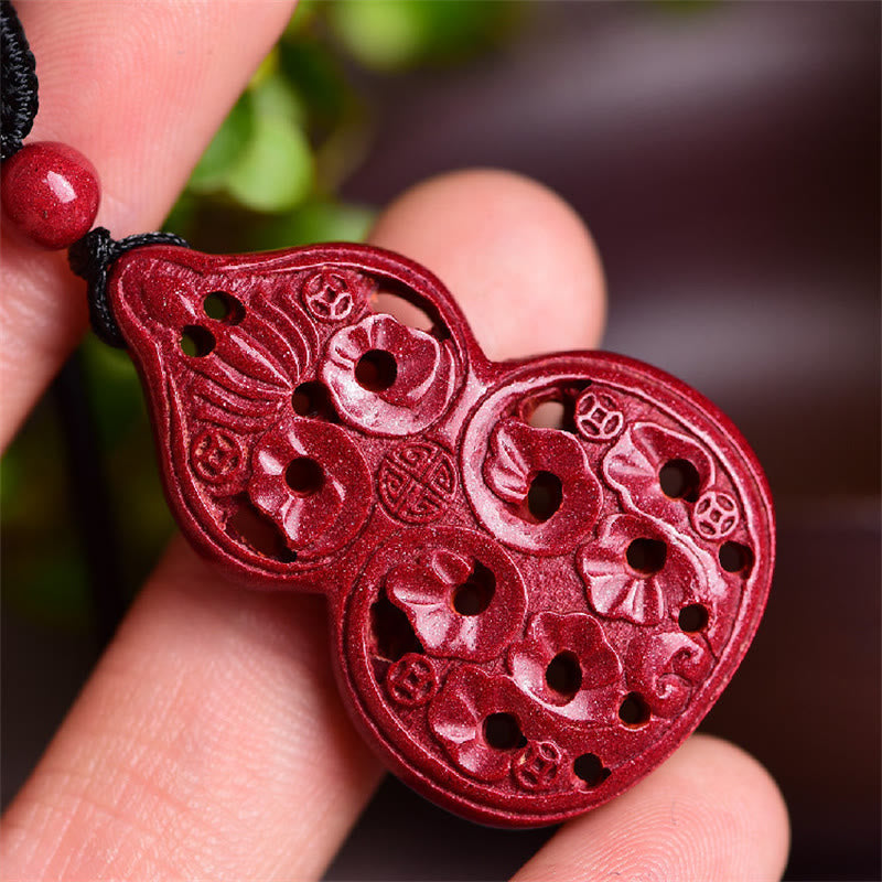 Buddha Stones Laughing Buddha Yin Yang Chinese Zodiac Gourd Natural Cinnabar Blessing Necklace Pendant - image 23