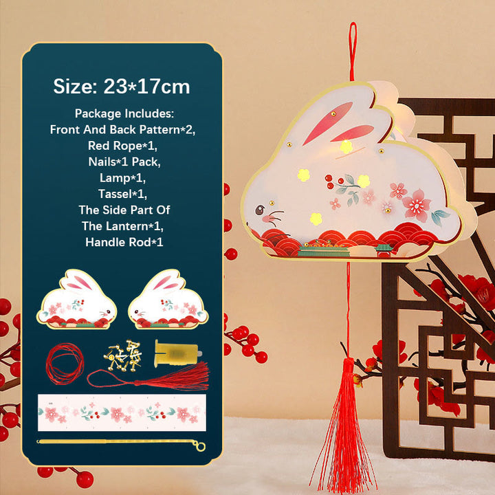 Buddha Stones DIY Good Luck Cute Rabbit Paper Lantern Lamp Mid-Autumn Festival Lantern Decoration - Rabbit Sitting Lantern - image 9