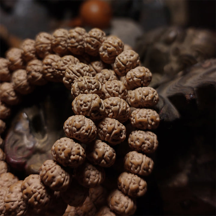 108 Mala Beads Rudraksha Bodhi Seed Luck Wealth Tassel Quadruple Wrap Bracelet - image 2