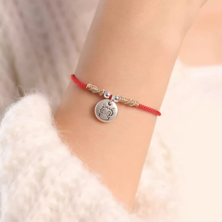 Buddha Stones Handmade 999 Sterling Silver Year of the Dragon Cute Chinese Zodiac Luck Braided Bracelet - image 6