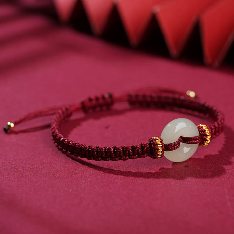 Buddha Stones Peace Buckle Jade Abundance Braided Bracelet - image 2