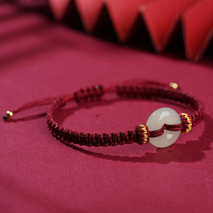 Buddha Stones Peace Buckle Jade Abundance Braided Bracelet - image 2