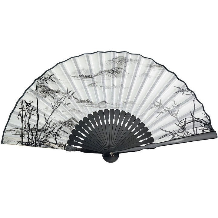 Buddha Stones Vintage Bamboo Peony Butterfly Lotus Handheld Silk Folding Fan With Bamboo Frames - image 5