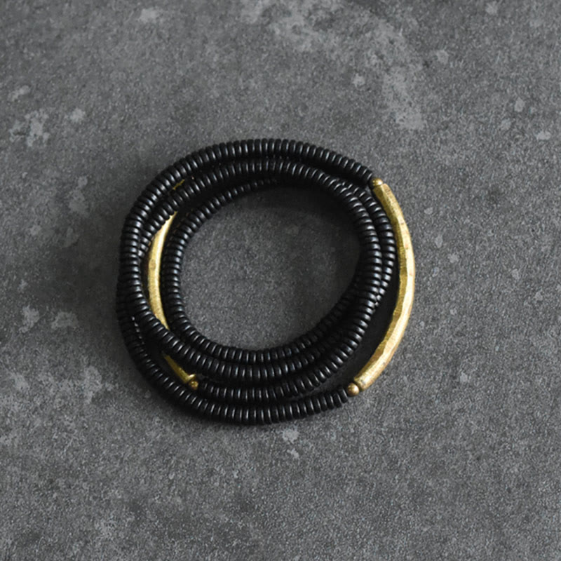 Buddha Stones Ebony Wood Copper Balance Multilayered Bracelet - image 5