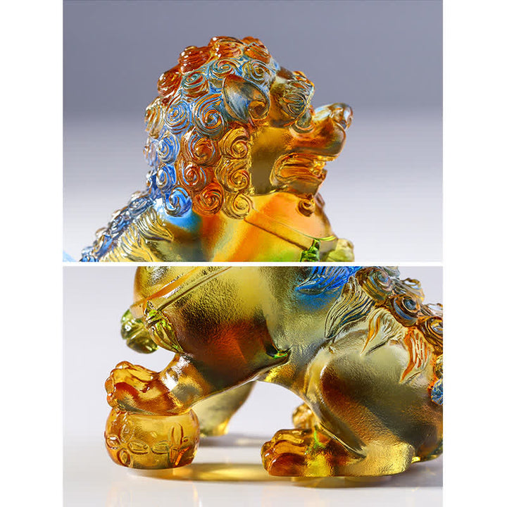 Handmade Liuli Crystal Lion Art Piece Strength Home Office Decoration - image 9