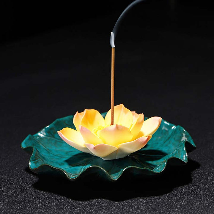 Buddha Stones Tibetan Lotus Blessing Incense Burner Decoration - 3 - image 4