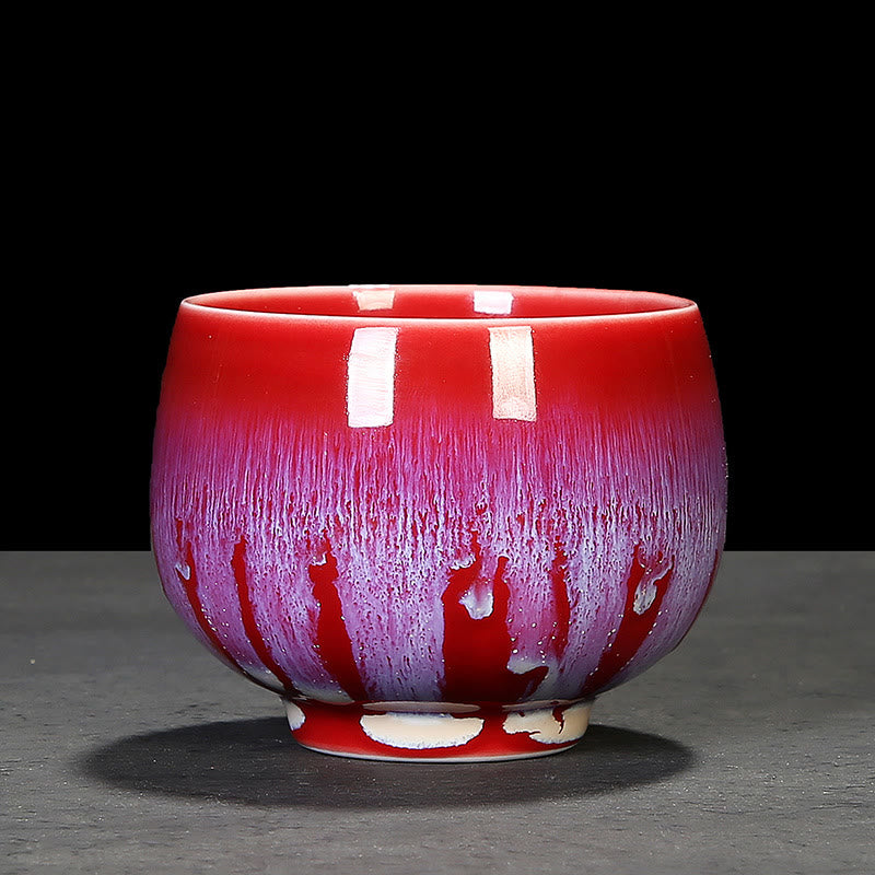 Buddha Stones Chinese Jianzhan Glaze Kiln Change Ceramic Teacup Tenmoku Kung Fu Tea Cup - Red - 8cm*6.2cm*160ml - image 17