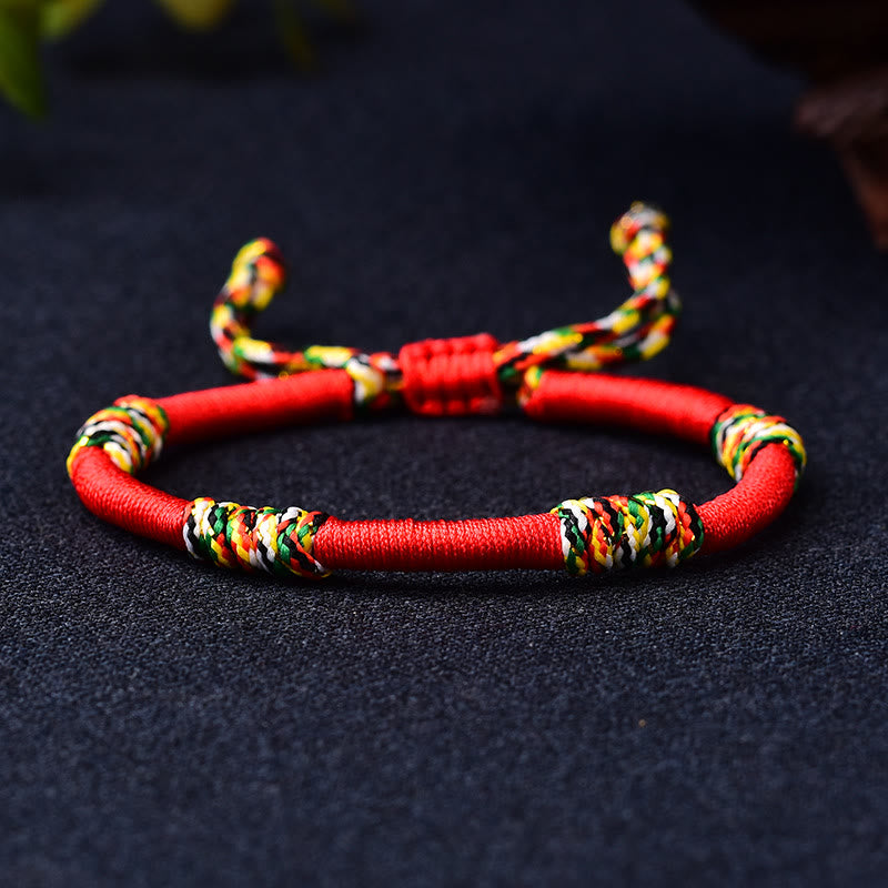 Buddha Stones Tibetan Handmade Colorful King Kong Knot Lucky Protection Braid String Bracelet - image 3