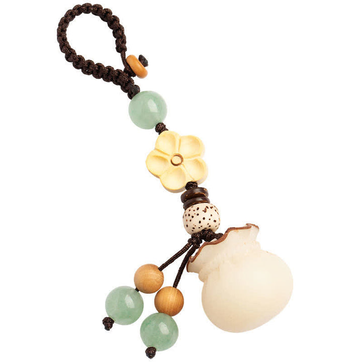 Buddha Stones Natural Bodhi Seed Money Bag Flower Blessing Prosperity Keychain - image 7
