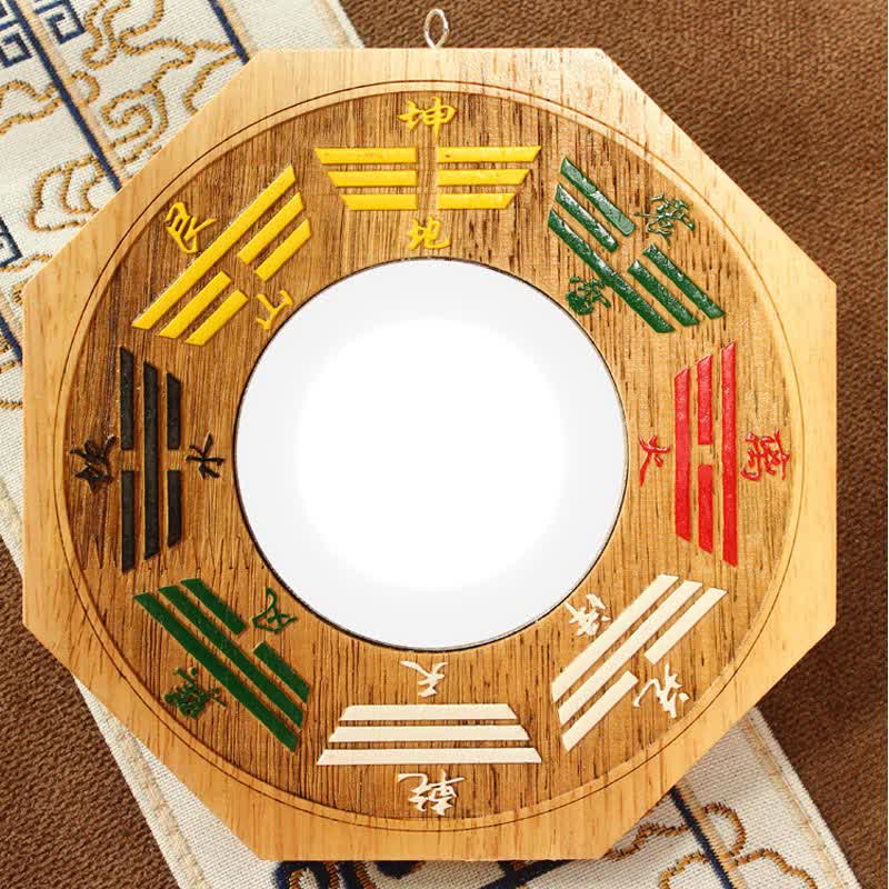 Feng Shui Bagua Map Peach Wood Balance Energy Map Mirror - image 1