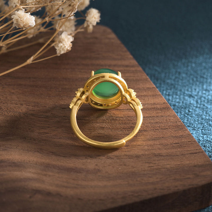Buddha Stones Green Jade Fortune Ring - image 3