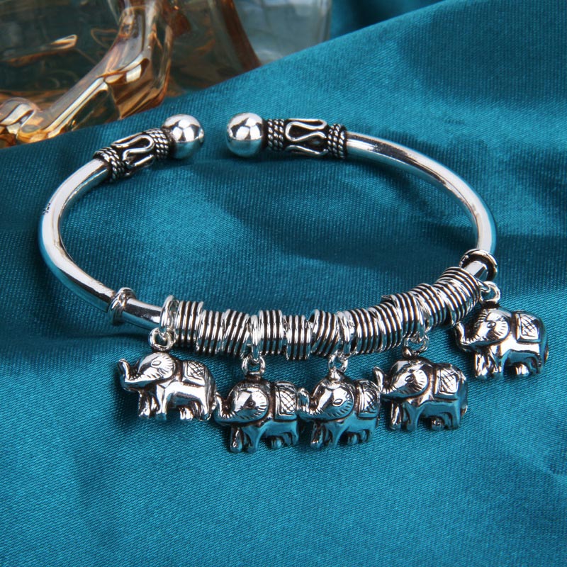 Buddha Stones 925 Sterling Silver Elephant Strength Bracelet Bangle - image 8