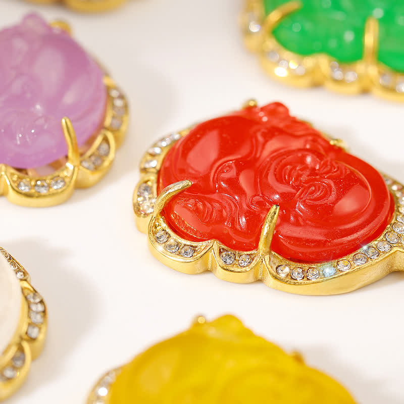 Buddha Stones 18K Gold Filled Laughing Buddha Jade Luck Necklace Chain Pendant - image 15