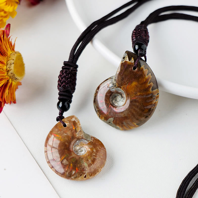 Buddha Stones Natural Ammonite Fossil Snail Pattern Meditation Healing Necklace Pendant - Ammonite(Meditation♥Healing) - image 0