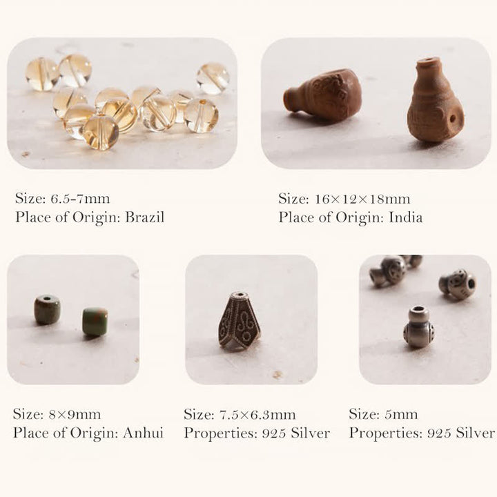 Buddha Stones 108 Mala Beads 925 Sterling Silver Citrine Sandalwood Turquoise Protection Prosperity Bracelet - image 11