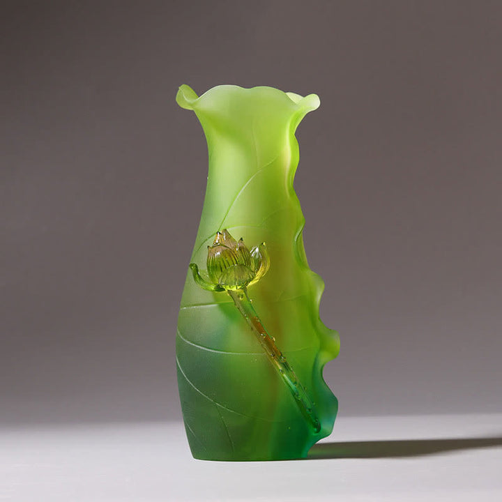 Feng Shui Lotus Handmade Liuli Crystal Art Piece Home Office Offering Decoration - image 12