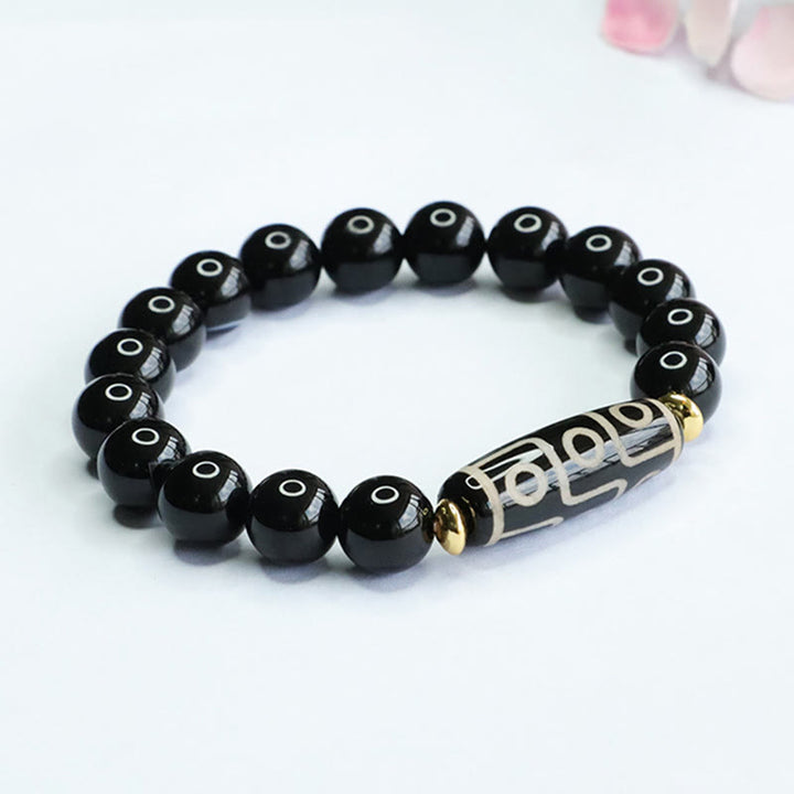 Buddha Stones Tibetan Nine-Eye Dzi Bead Black Onyx Power Bracelet - image 7