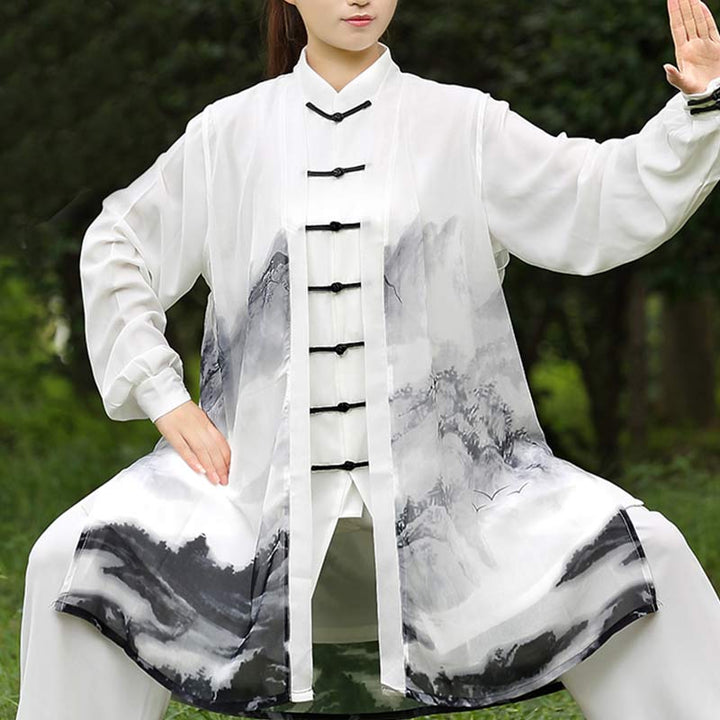 3Pcs Ink Painting Meditation Prayer Spiritual Zen Tai Chi Qigong Practice Unisex Clothing Set - US12，UK/AU16，EU44 (3XL) - image 0