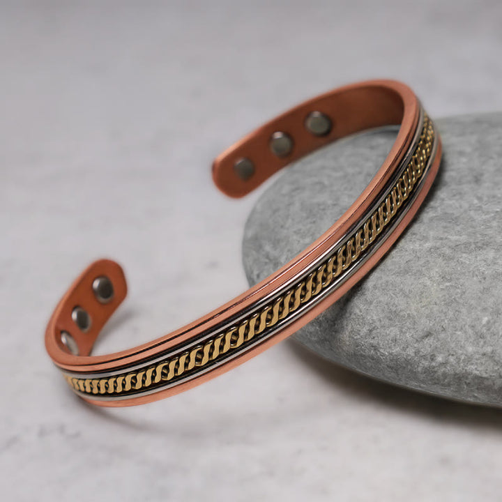 Buddha Stones Magnetic Copper Balance Adjustable Cuff Bracelet Bangle Ring - image 3